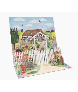 Pictura Tarjeta 3D Pop-Up - 16x16cm - Tematica Casa de Campo - Embolsada Individualmente - Incluye Sobre Blanco - Papel con Cert