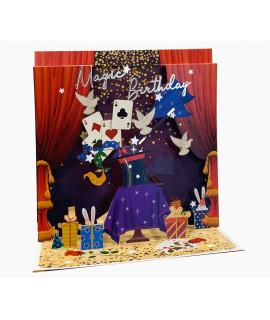 Pictura Tarjeta 3D Pop-Up - 16x16cm - Tematica de Magia - Embolsada Individualmente en Celofan - Incluido Sobre Blanco - Papel c