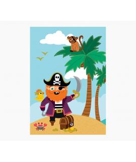 Pictura Tarjeta Zig-Zag - 15x22cm - Tematica Piratas - Tarjeta Triptica - Incluye Sobre Blanco - Papel con Certificacion FSC