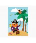 Pictura Tarjeta Zig-Zag - 15x22cm - Tematica Piratas - Tarjeta Triptica - Incluye Sobre Blanco - Papel con Certificacion FSC