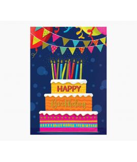 Pictura Tarjeta Zig-Zag - 15x22cm - Tematica Tarta de Cumpleaños - Triptica sin Envoltorio - Incluye Sobre Blanco - Papel con Ce