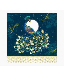 Pictura Tarjeta Arabesque - 16x16cm - Tematica Pavo Real - Tarjeta Triptica - Incluye Sobre Blanco - Papel con Certificacion FSC