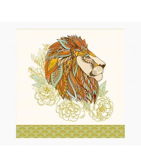 Pictura Tarjeta Arabesque - 16x16cm - Tematica Leon - Tarjeta Triptica - Sobre Blanco Incluido - Papel con Certificacion FSC