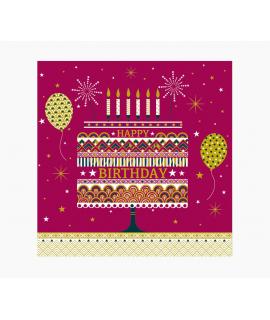 Pictura Tarjeta Arabesque - 16x16cm - Tematica Tarta de Cumpleaños - Tarjeta Triptica sin Envoltorio - Incluye Sobre Blanco - Pa
