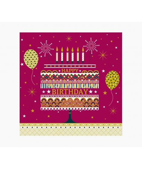 Pictura Tarjeta Arabesque - 16x16cm - Tematica Tarta de Cumpleaños - Tarjeta Triptica sin Envoltorio - Incluye Sobre Blanco - Pa