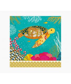 Pictura Tarjeta Arabesque - 16x16cm - Tematica Tortuga - Tarjeta Triptica sin Envoltorio - Incluido Sobre Blanco - Papel con Cer