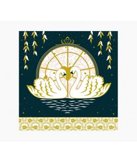 Pictura Tarjeta Arabesque - 16x16cm - Tematica Cisnes - Tarjeta Triptica - Incluye Sobre Blanco - Papel con Certificacion FSC