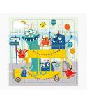 Pictura Tarjeta Puzzle Monstruos de 25 Piezas + Tarjeta Plegada - Troquelado - 15.5x15.5cm - Incluye Sobre Blanco y Envoltorio d