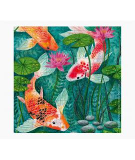 Pictura Tarjeta Puzzle - Tematica Carpas Koi - Ideal para Regalar - 100x150mm - Diseño Colorido y Llamativo - Divertido y Entret