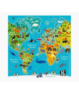 Pictura Tarjeta Puzzle - 15.5x15.5cm - Tematica Mapa del Mundo - 25 Piezas - Incluye Tarjeta Plegada y Sobre Blanco - Certificac
