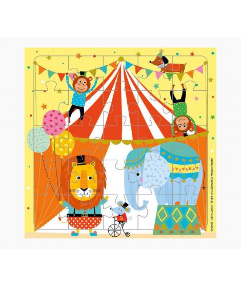 Pictura Tarjeta Puzzle - 15.5x15.5cm - Tematica Circo - 25 Piezas - Tarjeta Plegada Incluida - Embolsada en Celofan - Sobre Blan
