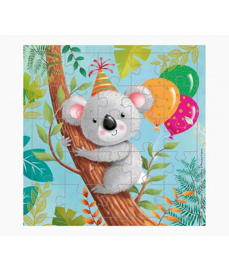 Pictura Tarjeta Puzzle - 15.5x15.5cm - Tematica Koala - 25 Piezas - Incluye Sobre Blanco - Certificacion FSC