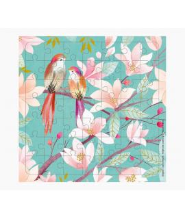 Pictura Tarjeta Puzzle - 15.5x15.5cm - Tematica de Pajaros - 49 Piezas - Incluye Tarjeta Plegada y Sobre Blanco - Certificacion 