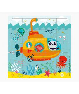 Pictura Tarjeta Puzzle - 15.5x15.5cm - Tematica Submarino - 25 Piezas - Incluye Sobre Blanco - Certificacion FSC