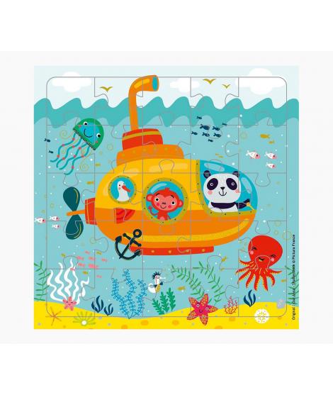 Pictura Tarjeta Puzzle - 15.5x15.5cm - Tematica Submarino - 25 Piezas - Incluye Sobre Blanco - Certificacion FSC