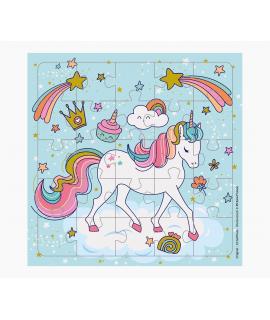Pictura Tarjeta Puzzle Unicornio - 15.5x15.5cm - 25 Piezas - Tematica Unicornio - Incluye Tarjeta Plegada y Sobre Blanco - Certi