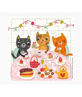 Pictura Tarjeta Puzzle de Gatos - 15.5x15.5cm - 25 Piezas - Tematica Felina - Incluye Sobre Blanco - Certificacion FSC