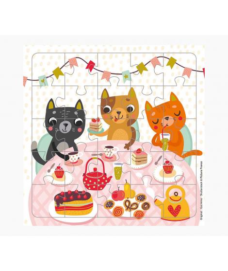 Pictura Tarjeta Puzzle de Gatos - 15.5x15.5cm - 25 Piezas - Tematica Felina - Incluye Sobre Blanco - Certificacion FSC