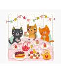Pictura Tarjeta Puzzle de Gatos - 15.5x15.5cm - 25 Piezas - Tematica Felina - Incluye Sobre Blanco - Certificacion FSC