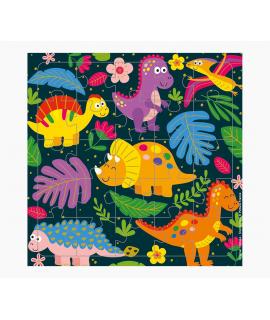 Pictura Tarjeta Puzzle Dinosaurios - 15.5x15.5cm - 25 Piezas - Tematica de Dinosaurios - Incluye Tarjeta Plegada y Sobre Blanco 