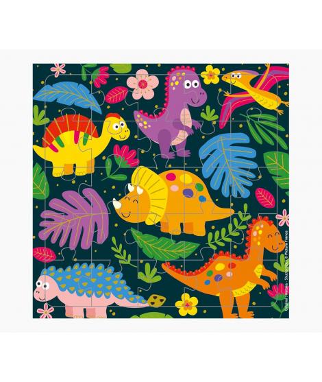Pictura Tarjeta Puzzle Dinosaurios - 15.5x15.5cm - 25 Piezas - Tematica de Dinosaurios - Incluye Tarjeta Plegada y Sobre Blanco 