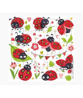 Pictura Tarjeta Puzzle - 15.5x15.5cm - Tematica de Mariquitas - 25 Piezas - Incluye Tarjeta Plegada y Sobre Blanco - Certificaci