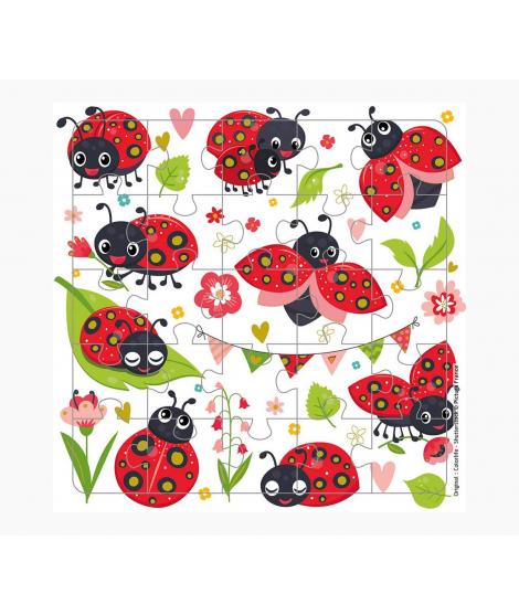 Pictura Tarjeta Puzzle - 15.5x15.5cm - Tematica de Mariquitas - 25 Piezas - Incluye Tarjeta Plegada y Sobre Blanco - Certificaci