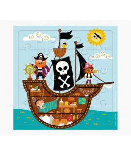 Pictura Tarjeta Puzzle Piratas - 15.5x15.5cm - 25 Piezas - Tematica Piratas - Incluye Tarjeta Plegada y Sobre Blanco - Certifica