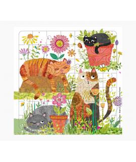Pictura Tarjeta Puzzle de Gatos - 15.5x15.5cm - 49 Piezas - Tematica Felina - Incluye Sobre Blanco - Certificacion FSC