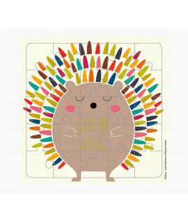 Pictura Tarjeta Puzzle - 25 Piezas - Tematica Erizo - 15.5x15.5cm - Incluye Tarjeta Plegada - Embolsada en Celofan - Incluye Sob