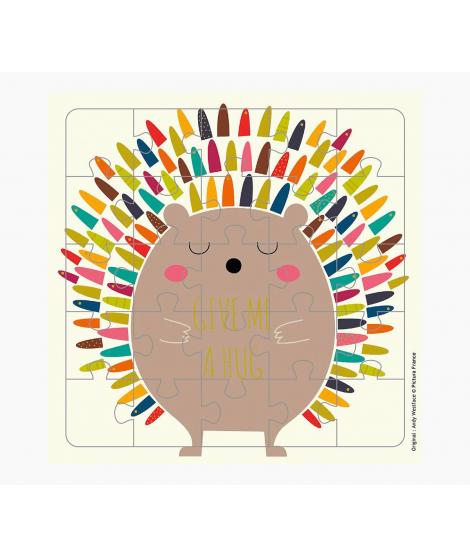 Pictura Tarjeta Puzzle - 25 Piezas - Tematica Erizo - 15.5x15.5cm - Incluye Tarjeta Plegada - Embolsada en Celofan - Incluye Sob