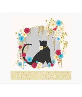 Pictura Tarjeta Arabesque - 16x16cm - Tematica Gato Negro - Tarjeta Triptica sin Envoltorio - Incluido Sobre Blanco - Papel con 