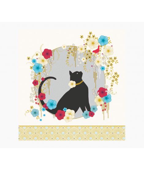 Pictura Tarjeta Arabesque - 16x16cm - Tematica Gato Negro - Tarjeta Triptica sin Envoltorio - Incluido Sobre Blanco - Papel con 