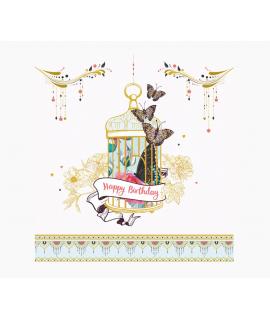 Pictura Tarjeta Arabesque - 16x16cm - Tematica Jaula de Pajaros - Tarjeta Triptica sin Envoltorio - Incluye Sobre Blanco - Papel