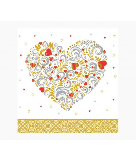 Pictura Tarjeta Arabesque - 16x16cm - Tematica Corazon - Tarjeta Triptica sin Envoltorio - Incluido Sobre Blanco - Papel con Cer