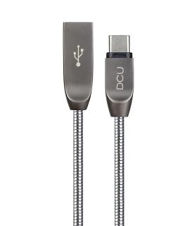 DCU Tecnologic Pure Metal Cable USB Tipo C a USB - Conector Reversible - Carga Rapida 2.1A - 1m - Color Metal