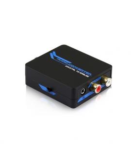 DCU Tecnologic Convertidor Digital Coaxial + Optical Toslink a Audio Aux - Convierte Audio Digital a Analogico RCA y Jack 3.5 mm