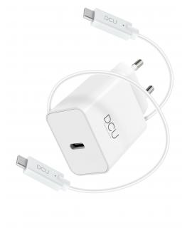 DCU Tecnologic Cargador USB Tipo C 30W - Carga Rapida y Eficiente - Diseño Compacto y Portatil - Cable de Alta Calidad - Color B