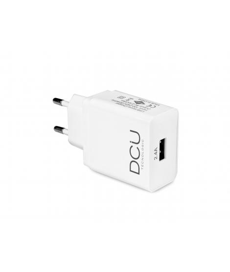 DCU Tecnologic Cargador USB 5V 2.4A - Carga Rapida y Segura - Compacto y Eficiente - Entrada Universal - Color Blanco