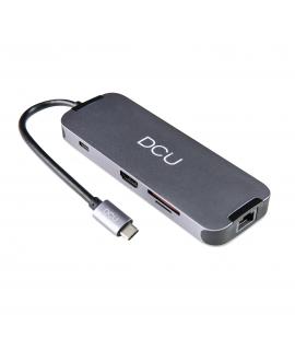 DCU Tecnologic Hub USB Tipo C - Conexion HDMI 4K - Audio Jack 3.5mm - 3 USB 3.0 - Ethernet Gigabit - Lector de Tarjetas SD/TF - 