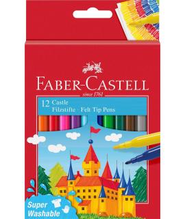 Faber-Castell Castle Pack de 12 Rotuladores - Tinta con Base de Agua Lavable - Colores Surtidos