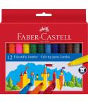 Faber-Castell Jumbo Pack de 12 Rotuladores Punta Gruesa - Tinta con Base de Agua Lavable - Colores Surtidos