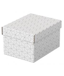 Esselte Pack de 3 Cajas Pequeñas de Almacenamiento con Tapa 200x150x255mm - Carton 100% Reciclado y Reciclable - Diseño Blanco c