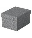 Esselte Pack de 3 Cajas Pequeñas de Almacenamiento con Tapa 200x150x255mm - Carton 100% Reciclado y Reciclable - Diseño Gris con