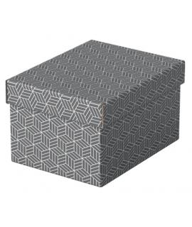Esselte Pack de 3 Cajas Pequeñas de Almacenamiento con Tapa 200x150x255mm - Carton 100% Reciclado y Reciclable - Diseño Gris con