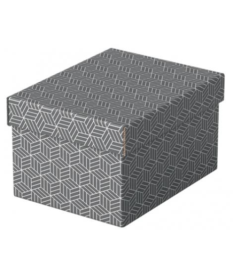 Esselte Pack de 3 Cajas Pequeñas de Almacenamiento con Tapa 200x150x255mm - Carton 100% Reciclado y Reciclable - Diseño Gris con