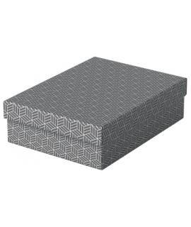 Esselte Pack de 3 Cajas Medianas de Almacenamiento con Tapa 265x100x360mm - Carton 100% Reciclado y Reciclable - Diseño Gris con