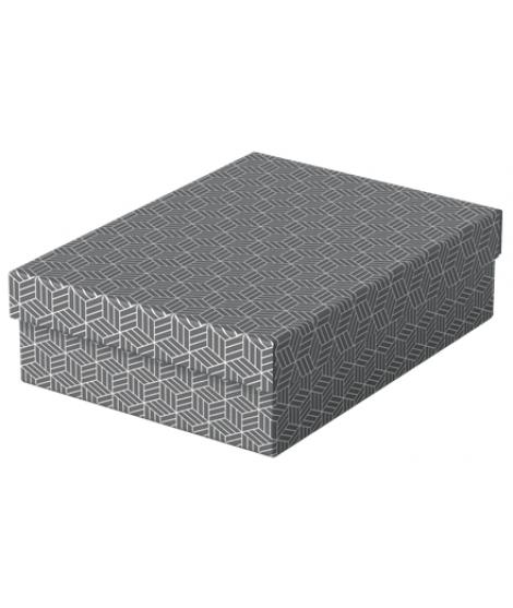 Esselte Pack de 3 Cajas Medianas de Almacenamiento con Tapa 265x100x360mm - Carton 100% Reciclado y Reciclable - Diseño Gris con