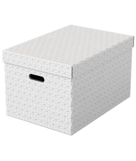 Esselte Pack de 3 Cajas Grandes de Almacenamiento con Tapa 355x305x510mm - Carton 100% Reciclado y Reciclable - Asas Integradas 