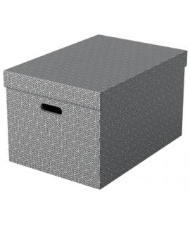 Esselte Pack de 3 Cajas Grandes de Almacenamiento con Tapa 355x305x510mm - Carton 100% Reciclado y Reciclable - Asas Integradas 